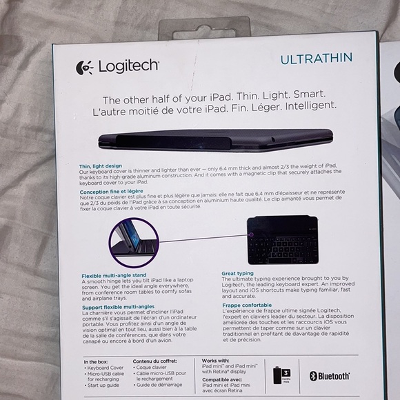 Logitech ultra thin magnetic Bluetooth clip on keyboard cover for iPad mini - Picture 2 of 8